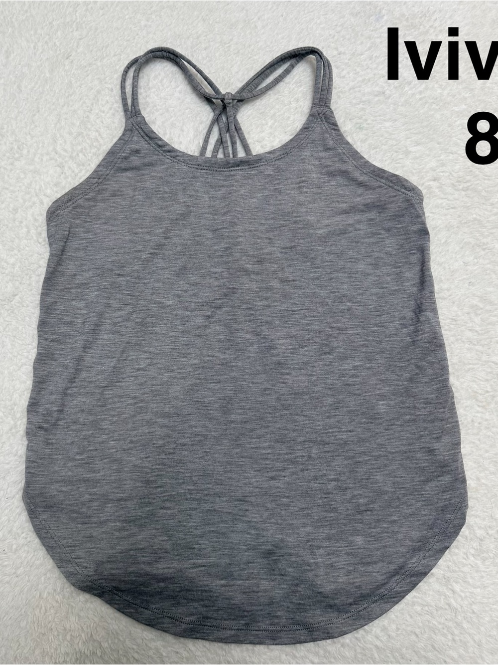 Ivivva by Lululemon Swift Strappy Back Tank Top.  Gray, Girls Size: 8